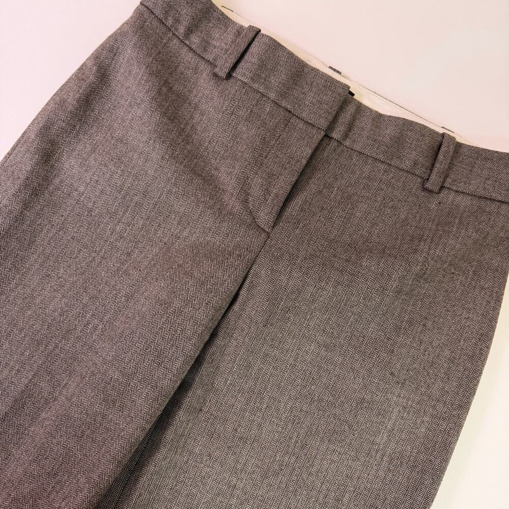 Ann Taylor Wide Leg Wool Blend Trousers Women's 8 Brown Herringbone Career Pants